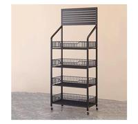 Scaffali per vendita al dettaglio, carrello a 4 ripiani, scaffale portatile per supermercato per snack, bevande, lattine, giocattoli, con ganci e ruote, casa commerciale, telaio in acciaio al carbonio