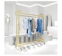 Scaffali Per Vestiti A Pavimento Con Asta Superiore, Heavy Duty Double Rod Abbigliamento Rack, Metal Retail Clothing Rack, Rolling Clothes Organizer Su Ruote Per Cappotti, Camicie(100x50x140 cm)