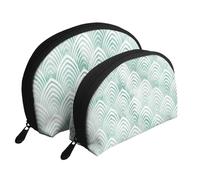 Scaglie di marmo con geometria bianca menta acqua, Borsa per trucco a conchiglia Portamonete da donna Borsa da toilette piccola Borsa per cosmetici 2 pezzi