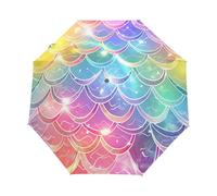 Scaglie Di Sirena Arcobaleno In Marmo Ombrello Pieghevole Automatico Ombrelli Antivento Protezione UV da Viaggio per Bambini Ragazzi Ragazze