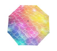 Scaglie Di Sirena In Marmo Arcobaleno Ombrello Pieghevole Automatico Ombrelli Antivento Protezione UV da Viaggio per Bambini Ragazzi Ragazze