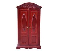 Scala 1:12 Accessorio per mobili per casa delle bambole, Armadio in miniatura Armadio vintage in legno marrone a doppia porta per casa delle bambole Mobili per casa delle bambole(B)