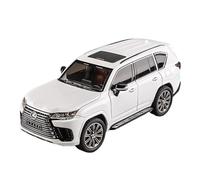 Scala 1:24 Per LX600 SUV Modello Di Auto In Lega Suono E Luce Pull Back Simulazione Collezione Di Auto In Metallo Rifinite Giocattoli Metal Vehicles non RC(White)