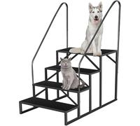 Scala 4 Gradini con 2 Corrimano, Scaletta per Piscina Gradini Acciaio Antiscivolo per Caravan, Scale Gradini Portatile per Camper con Cinque Ruote, Scaletto per Casa