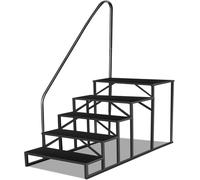 Scala 5 Gradini con Corrimano, Scaletta per Piscina Gradini Acciaio Antiscivolo per Caravan, Scale Gradini Portatile per Camper con Cinque Ruote, Scaletto per Casa