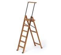 Scala 6 gradini TUSCANIA 170/6, Legno - Chiudibile - Con sistema di sicurezza - Finitura Ciliegio - Arredamenti Italia