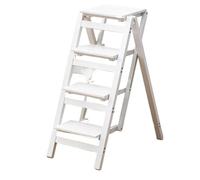 Scala a 2 gradini Sedia a scala multifunzionale, design pieghevole, sgabello a, a pioli stabile e portante, da cucina in legno massello(Fourth floor C)