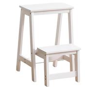 Scala a 2 gradini, sgabello leggero e portatile a 2 gradini, scala in legno for uso domestico(bianca)