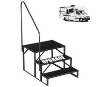 Scala a 3 Gradini con Maniglie, Scaletta Portatile per Camper, Scala per Esterni, Scala per Piscina, Scala per Animali Domestici, Scaletto con Corrimano in Acciaio con Portata di 300 Kg