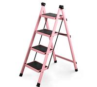 Scala a 3 gradini resistente con pedale largo, capacità di 150 kg, stabile e sicura, per uso domestico e esterno, ideale per lavori fai da te e manutenzione