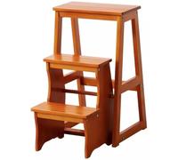 Scala a 3 gradini, sgabello leggero e portatile a 3 gradini, scala in legno for uso domestico(Light brown)