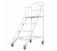 Scala a 4/6 gradini in acciaio con ruote e colli, carrello antiscivolo per ponteggi per fabbrica, biblioteca, uso loft, scala bianca da 100 cm