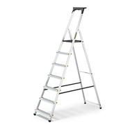 DRABEST SCALETTE SERIE PRO Scaletta in Alluminio Scaletta Domestica a 7 Gradini 150kg - Scaletta in Alluminio con Piedini Antiscivolo e Piattaforma per Scale da Lavoro - Scale Multiuso - 50x215x12cm