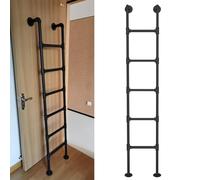 Scala a castello da parete per mansarda interna nera per letto a castello, scaletta in metallo e ferro, scala antincendio per dormitorio, biblioteca, magazzino, ponte, camper, barca, carico 150 kg