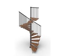 Scala a Chiocciola a Pianta Quadrata 105x105 cm. TEKLA 13 Gradini - Altezza tra i Piani 267-312 cm. (Noce, ACCIAIO ANTRACITE)