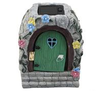 Scala a energia solare per cancello delle fate, ornamento da giardino in resina con luci a LED per cortile e cortile, incantevole decorazione da favola per spazi esterni