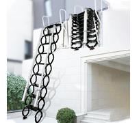 Scala a muro per soffitta, scala pieghevole per soffitta, scala telescopica con corrimano, scala a 12 gradini per soffitta, per casa, scale per soffitta all'aperto (Black, 12 Steps)