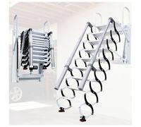 Scala a parete per mansarda, 12 gradini (2,95-3,05 m), scala retrattile larga 60 cm, scala per soppalco con braccioli all'aperto (12 gradini)