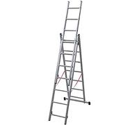 Scala in Alluminio Telescopica Stilo 3 Rampe per 7 Gradini H 5,16mt EN 131/1-2