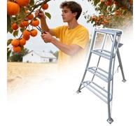Scala a Treppiede Scala a Pioli in Alluminio per la Raccolta dei Cachi, Scala a 3 Gambe per la Raccolta della Frutta con Base Larga, Sgabello per Scale di Sicurezza(4.3ft/130cm/51.2in)