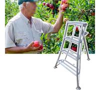 Scala a Treppiede Scala a Treppiede da Giardino e Frutteto, Scale a Pioli Regolabili a 3 Gambe con Piede a Forma di Loto, Scala Pieghevole, Scala da Albero con Podio(4.3ft/130cm/51.2in)
