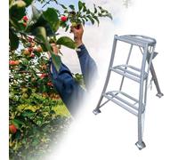 Scala a Treppiede Scala da Frutteto in Alluminio a 3 Gambe per la Raccolta della Frutta, Scale a Treppiede Pieghevoli per Impieghi Gravosi, Scala a Podio Regolabile in Altezza(3 step-109cm (42 7/8"))