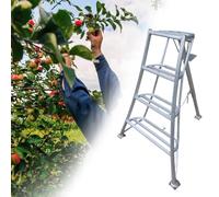 Scala a Treppiede Scala da Frutteto in Alluminio a 3 Gambe per la Raccolta della Frutta, Scale a Treppiede Pieghevoli per Impieghi Gravosi, Scala a Podio Regolabile in Altezza(4 step-142cm (55 7/8"))
