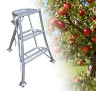 Scala a Treppiede Scala per Frutteto di Mele, Scale a Treppiede in Alluminio con Catena, Sgabello per la Raccolta della Frutta per Appassionati di Giardinaggio(90cm(3ft))