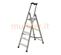 Tecnoscala FACAL Quadra 50/5 in alluminio 5 gradini, scalandrino professionale con cavalletto