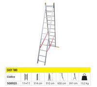 Scala Alluminio Telescopica Trasformabile Allungabile 2 3 Rampe 7 9 11 Gradini