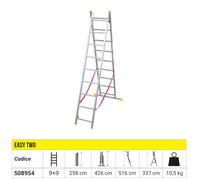 Scala Alluminio Telescopica Trasformabile Allungabile 2 3 Rampe 7 9 11 Gradini