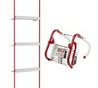 Scala Antincendio 2 a 4 Piani, Scala Di Emergenza in Lega Di Alluminio per Finestra Con Pioli Antiscivolo E Gradini Larghi Con Centro a V per Adulti E Bambini, Carico Massimo 1000lb 7.5M/24FT