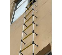 Scala antincendio a 2 piani Scala di corda di sicurezza ignifuga da 5 m - Veloce da distribuire e facile da usare e da riporre - Capacità di peso fino a 900 kg - Con stabilizzatori a distanza