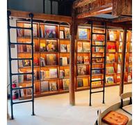 Scala antincendio resistente per pozzi di finestre, scala industriale in ferro battuto per letto a soppalco, letto a castello, dormitorio, biblioteca, supporta 150 kg (144,8 cm) soluzione di emergenza