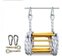 Scala antincendio - Scala di emergenza in corda resistente con moschettoni robusti e pioli resistenti, scala antincendio portatile for casa e piani multipli(32FT/10M)