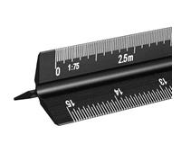 Scala architettonica righello 30 cm in alluminio triangolare scala righello architetto 12 pollici metallo triangolo righello metrico 1:20, 1:25, 1:50, 1:75, 1:100, 1:125 per architetti disegnatori