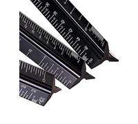 Scala architettonica righello triangolare in alluminio, 3 pezzi, scala in metallo imperiale da 12 pollici, righello per disegno e disegno per architetto, ingegnere civile, disegnatore