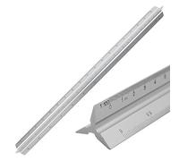 Scala architettonica Righello triangolare in alluminio, scala metrica 1:20, 1:25, 1:50, 1:75, 1:100, 1:125, standard 12 pollici, per architetti, studenti, disegnatori e ingegneri, argento