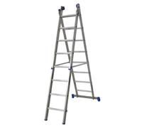 Scala Azzurra a due tronchi in alluminio 13+13 gradini altezza min/max 390/650cm