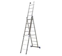 Scala Azzurra a tre tronchi in alluminio 10 gradini altezza min/max 300/710 cm