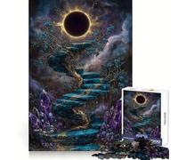 Scala celeste con cristalli ed eclissi,puzzle da 1000 pezzi per ragazzi,stimolante per la memoria,divertente e rilassante,con chiusura a scatto,regalo perfetto (38x26cm)
