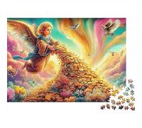 Scala Celeste Premium Puzzle 1000 Pezzi Adulti Angelo Monete d'Oro Tramonto Uccelli Spesse Resistenti Alta Qualità Vivaci Stimolanti Difficile Antistress 70x50cm/1000pz