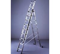 Scala combinata in alluminio a tre elementi 9 gradini