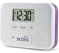 Scala - Contenitore portapillole con timer a 6 scomparti, 5 allarmi, colore: Bianco
