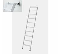 Scala da Appoggio UP 9 gradini Lunghezza 2,25 Mt in Faggio Massello Dimensioni 45x9x h 225 cm Peso7 Kg Con KIT INCLUSO colore legno bianco legno