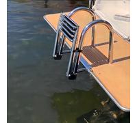 Scala da bagno in acciaio inox, 4 gradini, allungabile, 116 cm, con gradini antiscivolo, con corrimano, portata 200 kg, per piscina e barca