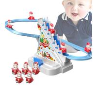 Scala di arrampicata elettrica di Babbo Natale, Babbo Natale rampicante elettrico con musica,Luci a LED e musica per pista da corsa di Natale per bambini - Set di gioco di montagne russe di scalo