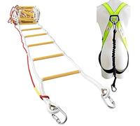 Scala di corda di evacuazione di emergenza 3-4 piani Case 10 m Scala di sicurezza unica ignifuga con moschetti, cordino di sicurezza e imbracatura di sicurezza completa