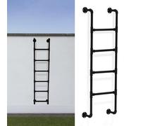 Scala di Uscita in Metallo Nero da Parete per finestre, Letti a Castello e soppalchi - Gradini in Ferro forgiato Resistenti per Camper, Appartamenti, terrazze e Vie di Fuga di Emergenza.