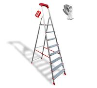 Scala Domestica in Alluminio con Vaschetta Portaoggetti + Guanti |8 Gradini